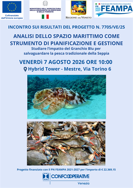 Presentazione dei risultati del Progetto FEAMPA 5.B.1:  “Analisi dello spazio marittimo come strumento per pianificazione e gestione” - Studiare l’impatto del Granchio Blu per salvaguardare la pesca t
